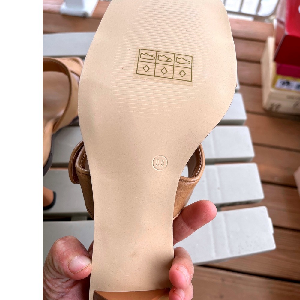 Journee Collection Essey Tan Padded Double Strap Square Toe Flared Heel  9.5 - Picture 6 of 12